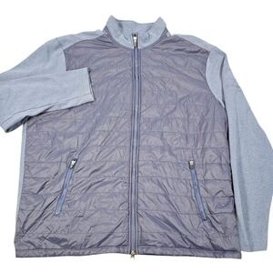 johnnie-o Mens Quilted Fleece Jacket Blue XLarge Golf Casual Outerwear